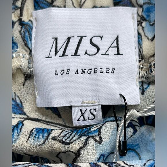 Revolve MISA Los Angeles Carmen Floral Asymmetric Ruffle Skirt Indigo Bloom XS - Picture 6 of 7